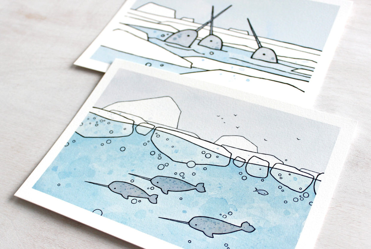 Narwhal Swimming Print
