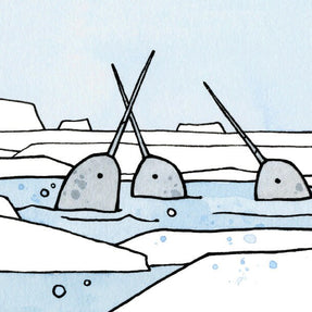 Narwhals Surfacing Arctic Print