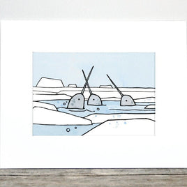 Narwhals Surfacing Arctic Print