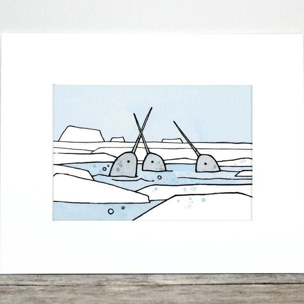 Narwhals Surfacing Arctic Print