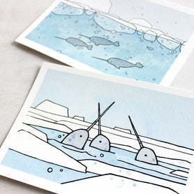 Narwhals Surfacing Arctic Print
