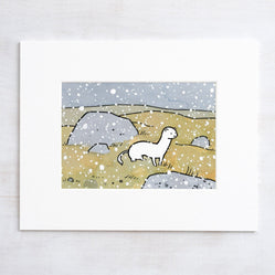 Ermine Weasel in Snow Print