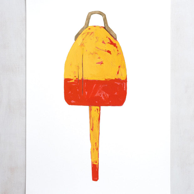 Lobster Buoy Nautical Art Print: Yellow and Red