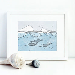 Narwhal Swimming Print