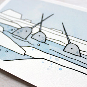 Narwhals Surfacing Arctic Print