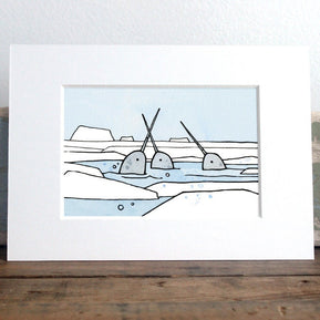 Narwhals Surfacing Arctic Print