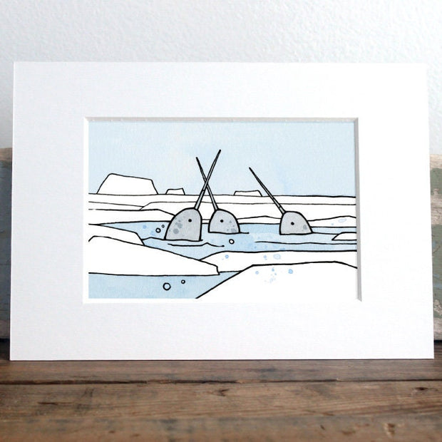 Narwhals Surfacing Arctic Print