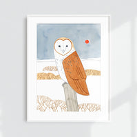 Barn Owl Winter Print