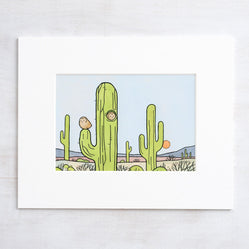 Owls & Saguaro Cactus Print