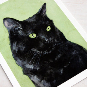 Black Cat Watercolor Print