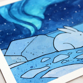 Arctic Northern Lights Snowshoe Hare Print