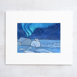 Arctic Northern Lights Snowshoe Hare Print