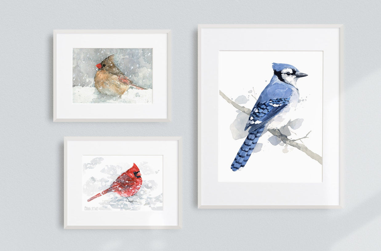 Red Cardinal in Snow Print