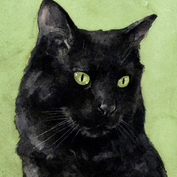 Black Cat Watercolor Print