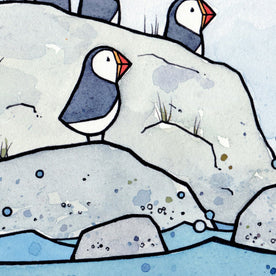 5 Puffins Print