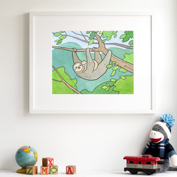 Sloth and Baby Print