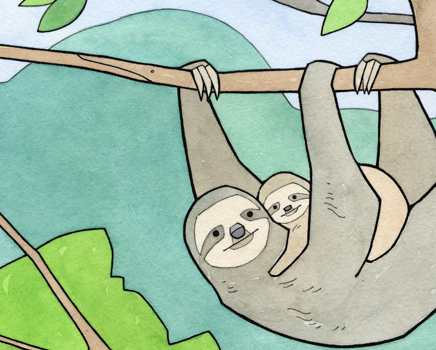 Sloth and Baby Print