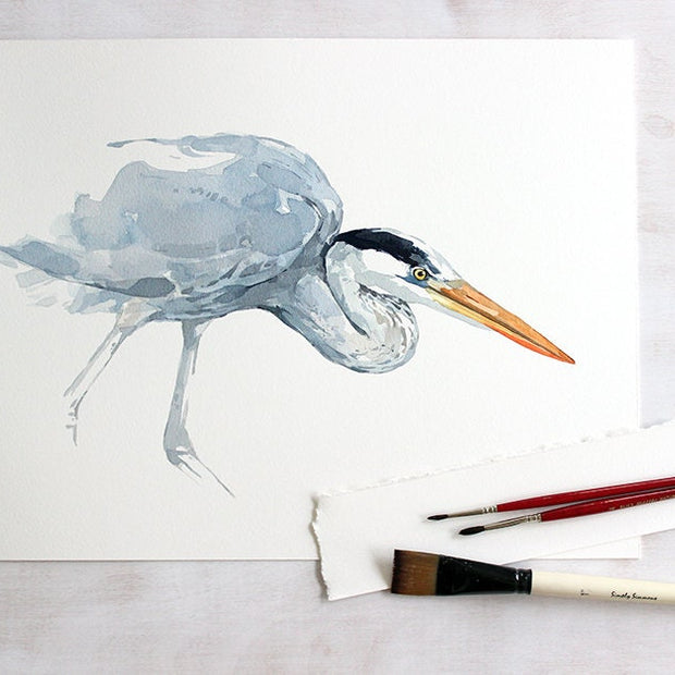 Great Blue Heron Watercolor Print