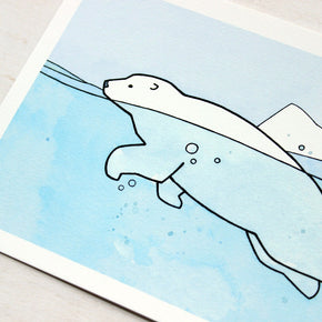 Swimming Polar Bear Print