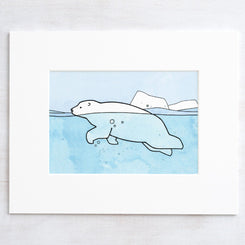 Swimming Polar Bear Print