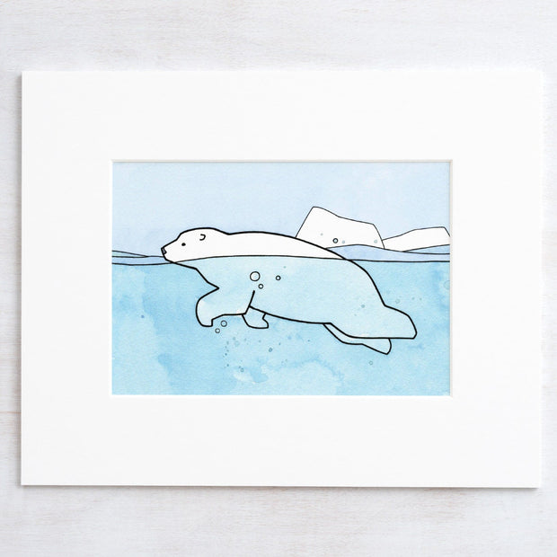 Swimming Polar Bear Print