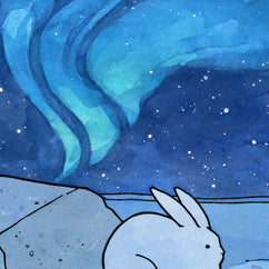Arctic Northern Lights Snowshoe Hare Print