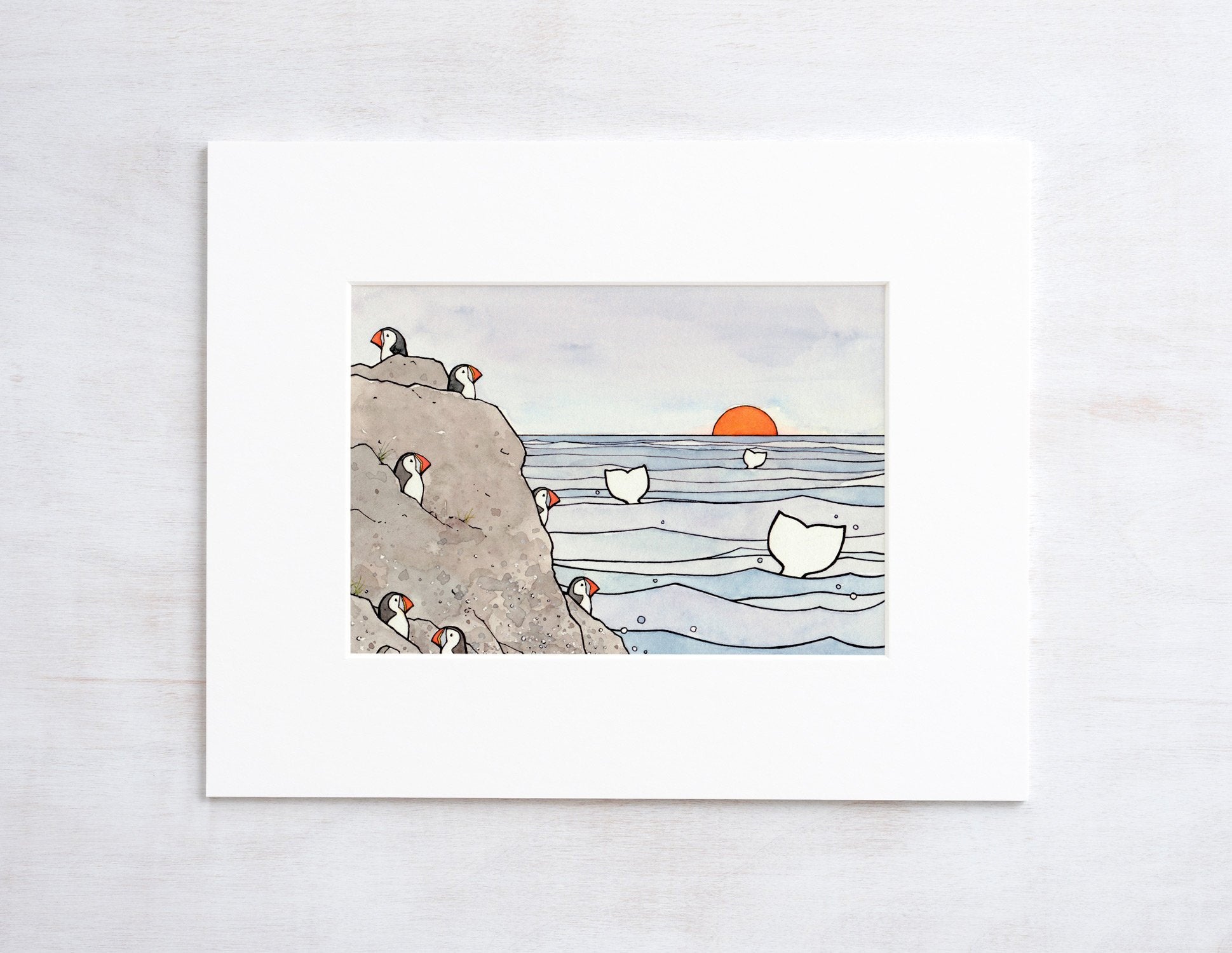 Whale Tails and Puffins Print