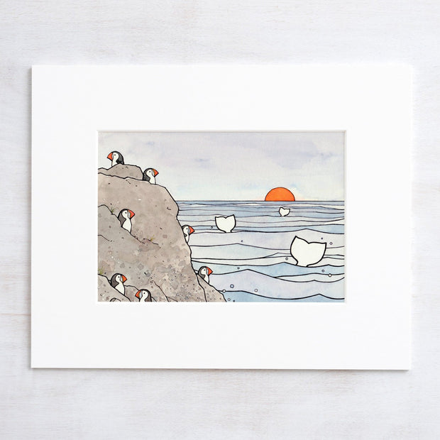 Whale Tails and Puffins Print