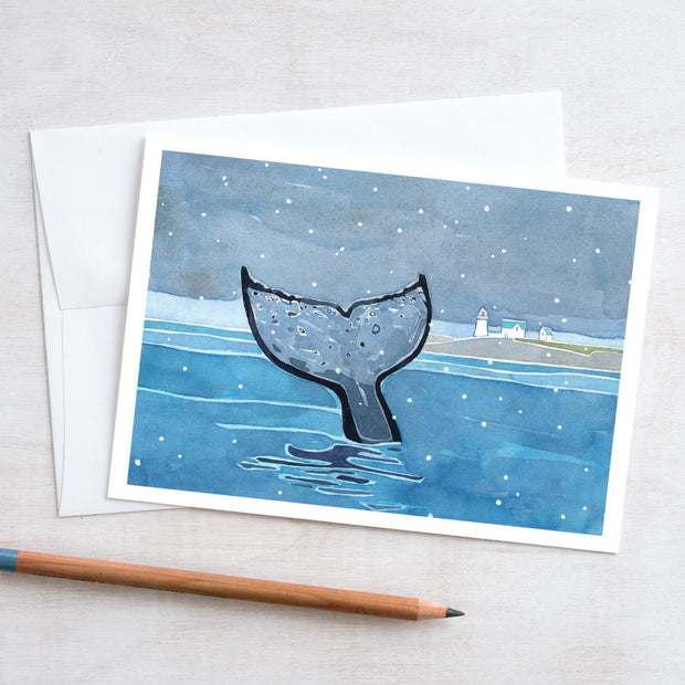 Whale Tail Snowy Coast Card