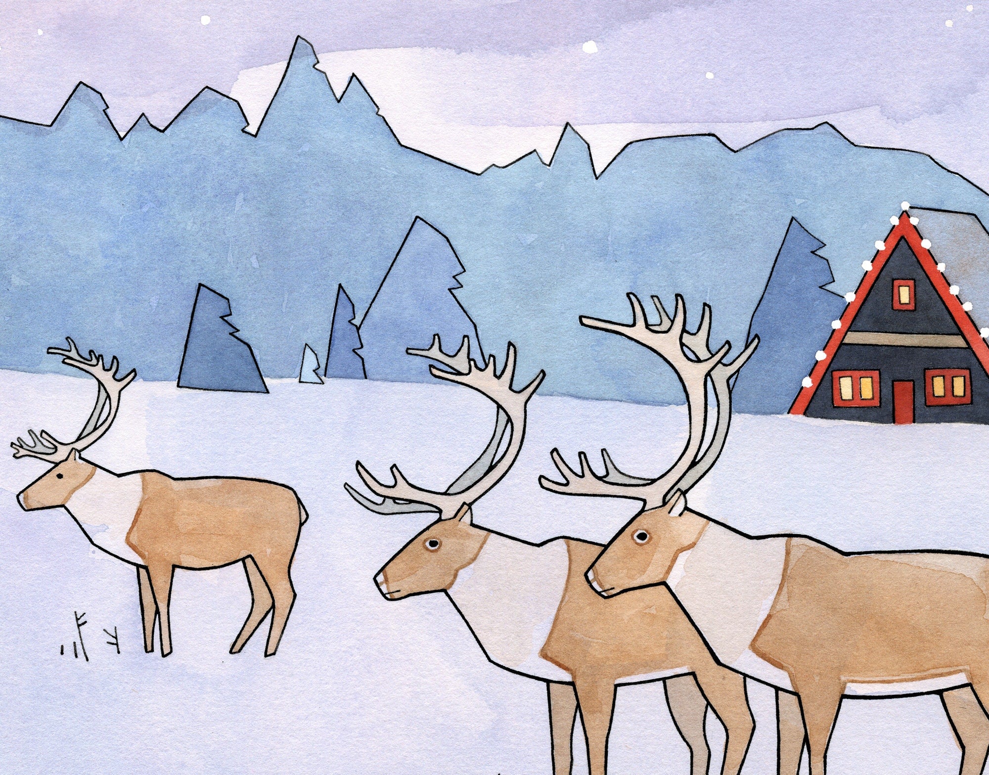 Reindeer Christmas Card Set