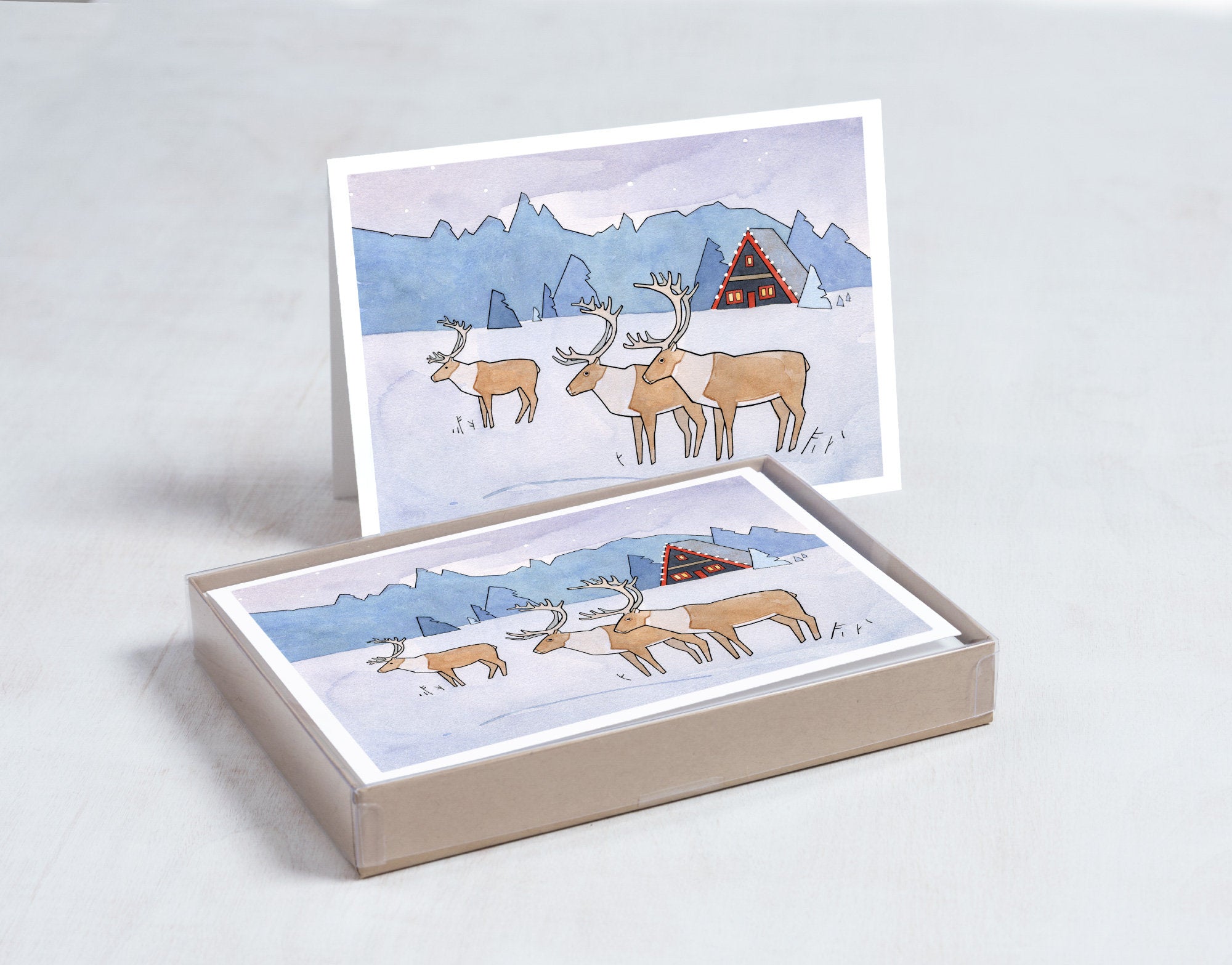 Reindeer Christmas Card Set