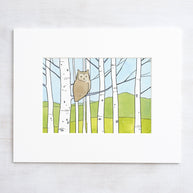 Owl Aspen Trees Print