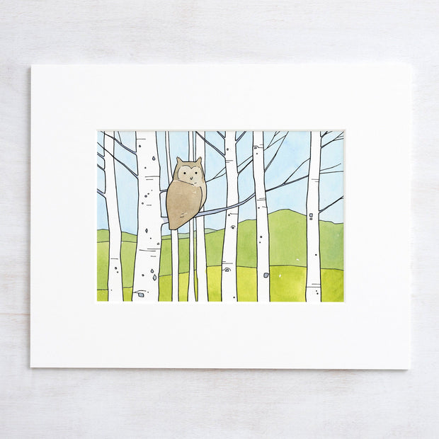 Owl Aspen Trees Print
