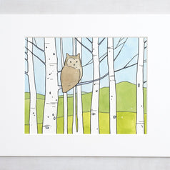 Owl Aspen Trees Print