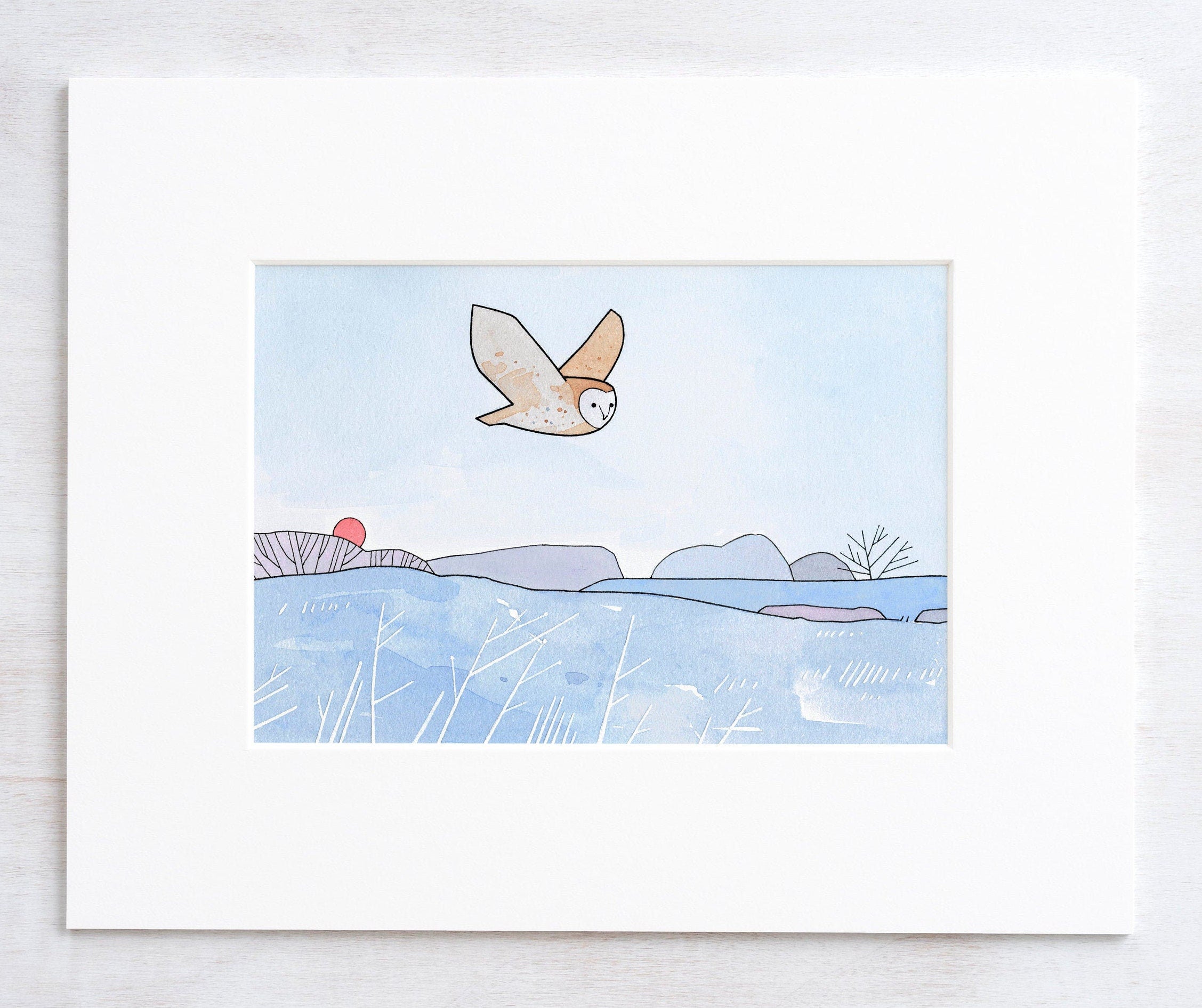 Flying Barn Owl Frost Print