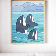 Orcas Spyhopping Print