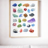 Minerals Alphabet Watercolor Print
