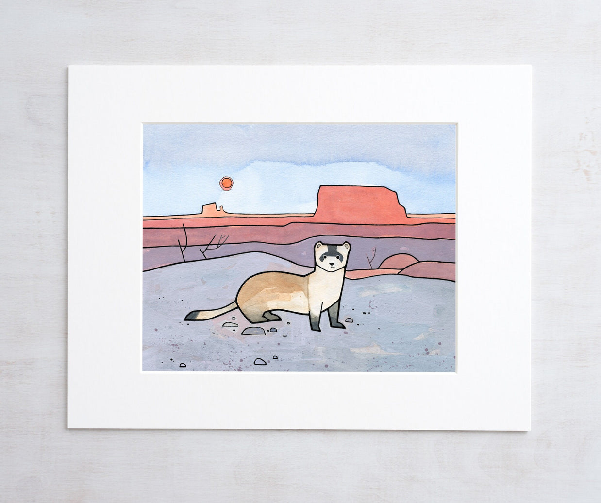 Black Footed Ferret Print Kids Room Decor Watercolor Illustration