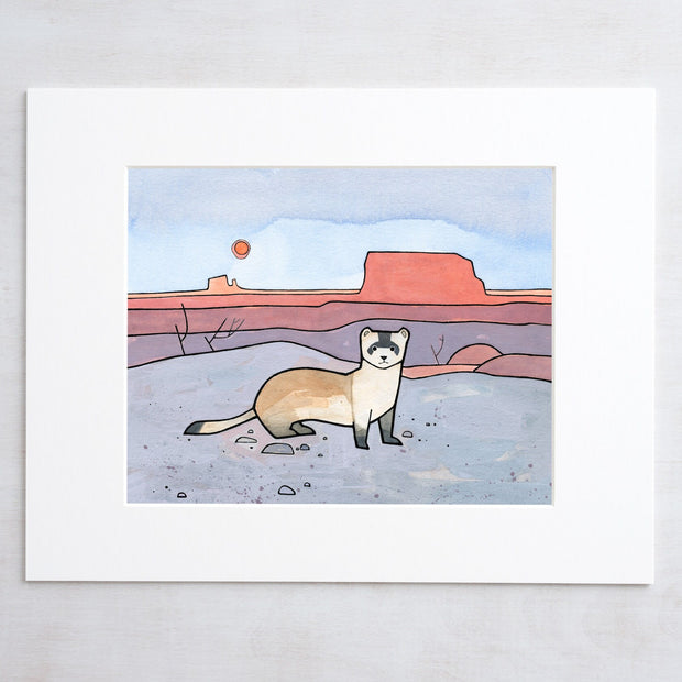 Black Footed Ferret Print Kids Room Decor Watercolor Illustration
