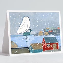 Snowy Owl on Weather Vane Card Set