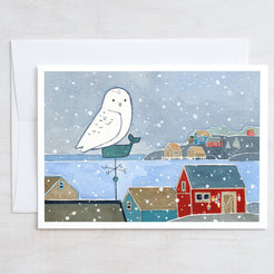 Snowy Owl Coastal Christmas Card