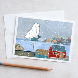 Snowy Owl on Weather Vane Card Set