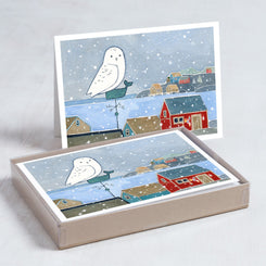 Snowy Owl on Weather Vane Card Set