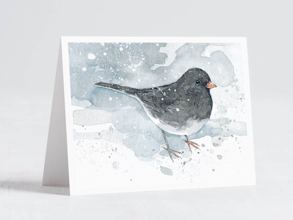 Junco Watercolor Christmas Card Set: Winter Bird Stationery