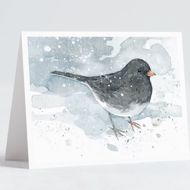 Junco Watercolor Christmas Card Set: Winter Bird Stationery