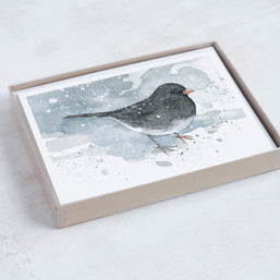 Junco Watercolor Christmas Card Set: Winter Bird Stationery