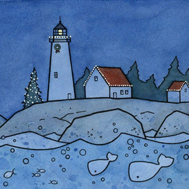 Whales Christmas Night Card
