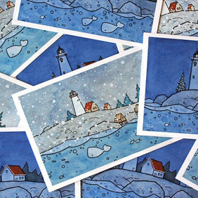 Whale Coastal Christmas Card Set