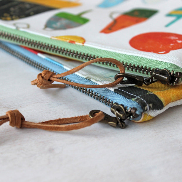 Nautical Buoys Zipper Bag, Handmade Canvas Pouch Lobster Buoys