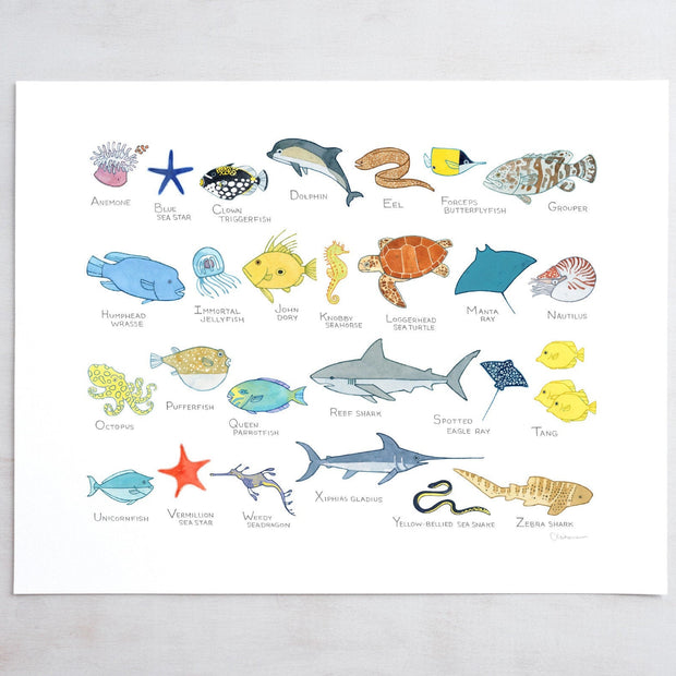 Ocean Animals Alphabet Print